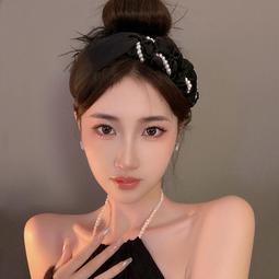 出圈神級美貌珍珠編辮交叉結髮箍ins網紅秋髮卡簡約少女寬邊頭箍凌雲閣髮飾 歷史價格詳細信息