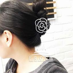 F.R.O.G.S F0420歐美小香風名媛黑白山茶花細長造型髮飾扁夾髮夾洗臉夾馬尾夾抓夾鯊魚夾公主夾(現貨) 歷史價格詳細信息