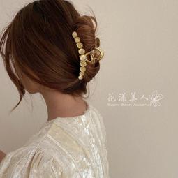 眼石抓夾女夏後腦勺頭髮夾子氣質盤發髮夾發量多珍珠大號鯊魚夾 歷史價格詳細信息