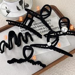 黑色植絨珍珠抓夾大號髮夾女後腦勺2023新款秋冬鯊魚夾高級感頭飾 歷史價格詳細信息