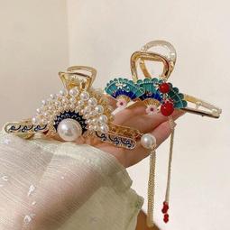 古風流蘇抓夾國風復古髮夾女2023新款後腦勺秋冬大號新中式鯊魚夾 歷史價格詳細信息