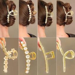 台灣現貨珍珠髮夾女 韓國大中小金屬抓夾 法式氣質爪夾 後腦勺髮抓 鯊魚夾 洗澡頭髮夾子 盤髮夾 韓版時尚造型飾品 氣質百 歷史價格詳細信息