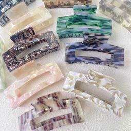 韓版大號愛心醋酸抓夾黑白格簡約鯊魚夾碎花撞色盤發抓星空發夾女 歷史價格詳細信息