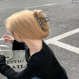 簡約高級感金屬抓夾大號髮夾女後腦勺銀色鯊魚夾子髮夾髮飾頭飾 歷史價格詳細信息
