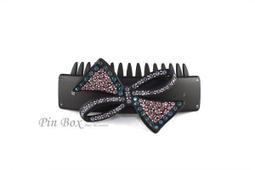 Pin Box 黑色霧面璀璨蝴蝶結 亮晶晶水鑽晶鑽 造型抓夾 髮飾 髮夾C747 法國製進口 ※現貨※ 歷史價格詳細信息