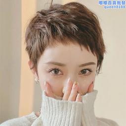 假髮女短髮真發時尚自然斜劉海髮型真人髮絲氣質主持人女士全頭套 歷史價格詳細信息