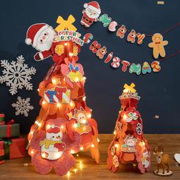 耶誕節家用大型發光毛氈布耶誕樹掛件幼兒園場景佈置創意diy吊飾 歷史價格詳細信息