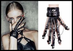 ＊mini PUNK LOLO＊ 龐克個性街頭-厄夜欉林狩魔獵人骷髏頭銀鏈皮質造型口罩(中性.MK005)PUNK 歷史價格詳細信息