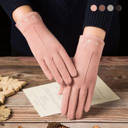 女士米德絨蝴蝶結觸控保暖手套 雙層結構 防寒手套 防風手套 加絨手套 觸屏手套 開車手套【BG0211】《約翰家庭百貨 歷史價格詳細信息