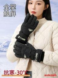 滑雪手套女冬季騎行防風防寒加絨厚棉冬電動車玩雪騎車保暖手套男 歷史價格詳細信息