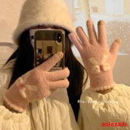 ins保暖手套女冬季韓版純色加厚加絨仿貂毛騎車學生防寒掛脖手套 歷史價格詳細信息