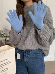 ins保暖手套女冬季韓版純色加厚加絨仿貂毛騎車學生防寒掛脖手套 歷史價格詳細信息