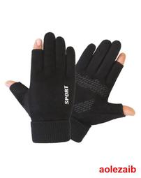 露二指保暖兒童手套冬天男孩女孩毛線可愛小孩半指寫字卡通防寒冬 歷史價格詳細信息