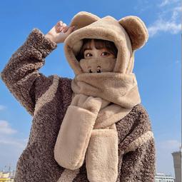 帽子女冬保暖可愛圍脖毛絨帽圣誕小鹿圍巾手套一體三件套百搭冬季#促銷 #現貨 #可開發票 歷史價格詳細信息