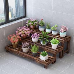 花架陽臺置物架階梯室客廳花園鐵藝落地家用吊籃庭院實木花盆架 歷史價格詳細信息