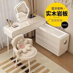 小型實木化妝臺化妝桌簡約輕奢小戶型巖板皮質書桌化妝臺60cm 歷史價格詳細信息
