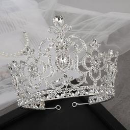 新款歐美選美新娘大皇冠宮廷風頭飾水鉆珍珠國王王冠模特走秀發飾 價格比較,價格查詢,歷史價格詳細信息