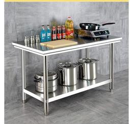 不鏽鋼工作檯飯店廚房切菜桌案板操作臺面商用雙層打包打荷臺 歷史價格詳細信息