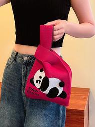 日韓版百搭手拎休閒托特包  推薦ins網紅東大門手提包女針織毛線水桶包 歷史價格詳細信息