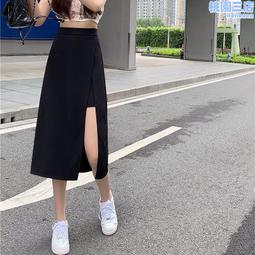 開叉西裝褲女夏季薄款2024窄版顯瘦黑色休閒直筒加長高腰闊腿褲子 歷史價格詳細信息