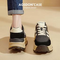 春季男鞋黑色運動鞋輕便軟底跑步鞋皮面防水旅遊鞋健步鞋 歷史價格詳細信息