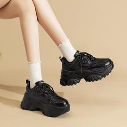 黑色加絨老爹鞋女秋冬2023新款厚底網紅爆款超火運動鞋輕便顯腳小 歷史價格詳細信息