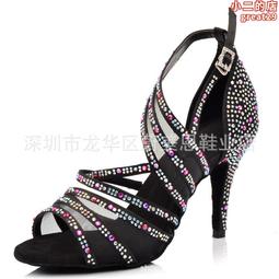 鑲鑽拉丁舞鞋女成人中高跟跳舞鞋夏季涼鞋專業軟底舞蹈鞋高端舞鞋 歷史價格詳細信息