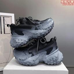 站厚底運動女鞋2023年新款夏季網面透氣小個子增高拼色老爹鞋 歷史價格詳細信息