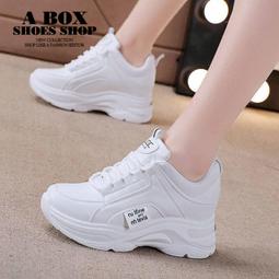 內增高8CM休閒小白鞋女 2024春季新款高幫韓版厚底松糕白鞋學生鞋 歷史價格詳細信息