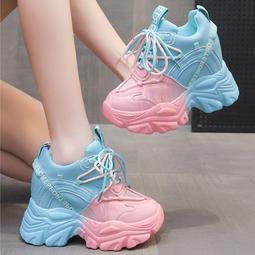 老爹鞋女新款春秋夏透氣銀灰色鞋子厚底增高松糕顯腳小運動爆 歷史價格詳細信息