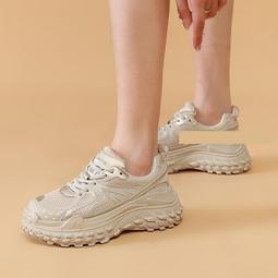 輪胎厚底老爹鞋女2024春季新款網面透氣榴槤底增高休閒運動鞋 歷史價格詳細信息