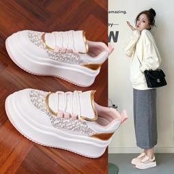 小個子厚底小白鞋女2024年春季新款防滑松糕顯瘦學生運動休閒板鞋 歷史價格詳細信息