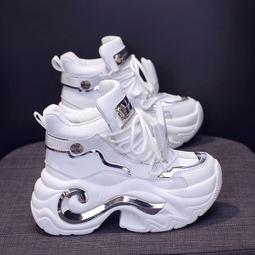 真皮老爹鞋女款新款春季增高厚底鞋顯腳小百搭小白休閑運動鞋 歷史價格詳細信息