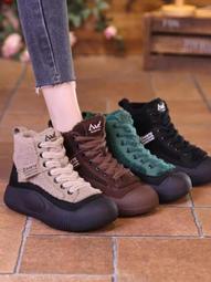 真皮馬丁靴女冬季加絨2023新款復古手工軟皮軟底中筒靴保暖雪地靴 歷史價格詳細信息