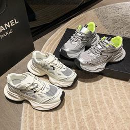 銀色老爹鞋女款新款春季厚底百搭增高炸街顯腳小休閑運動鞋子 歷史價格詳細信息