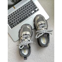 灰色加絨老爹鞋女2023新款秋冬厚底增高棉鞋復古輕便運動鞋顯腳小 歷史價格詳細信息