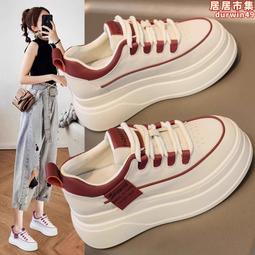 松糕厚底小白鞋女2024春季新款黑白鞋子韓版時尚單鞋運動休閒板鞋 歷史價格詳細信息