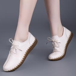 真皮女鞋媽媽鞋鏤空透氣牛筋底淺口洞洞鞋涼鞋平底護士鞋真皮-可可鞋櫃 歷史價格詳細信息