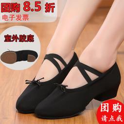 舞蹈跟鞋女成人軟底舞蹈鞋練功帆布教師舒適瑜伽民族表演芭蕾舞鞋 歷史價格詳細信息