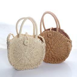 草編包   沙灘編織包 手提女草編包 雙肩包田園風鏤空編織女包~坤坤好物~ 歷史價格詳細信息