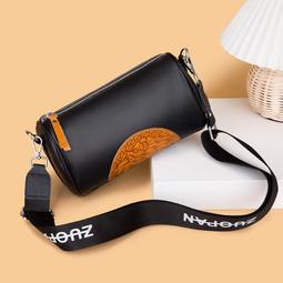 小圓桶包拼色老花手提圓桶包休閒斜挎水桶包通勤女生包包側背包斜背包小眾飯盒包飯桶包 流行 歷史價格詳細信息