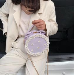 韓國 小雛菊 斜背包 紫色 黃色 米白 黑色 鍊條包 手提包 休閒 姊妹 閨蜜 歷史價格詳細信息