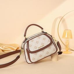 2023新款時尚潮流荔枝紋軟皮圓筒包休閒百搭寬帶單肩包洋派斜跨包 歷史價格詳細信息