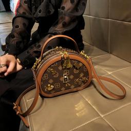 品牌復古真皮單肩包包波士頓包2022新款斜挎手提包高級感牛皮包-爆款 歷史價格詳細信息