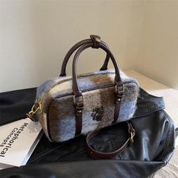 毛呢格子雙肩包包女2023新款潮復古學院風公文包百搭大容量手提包 歷史價格詳細信息