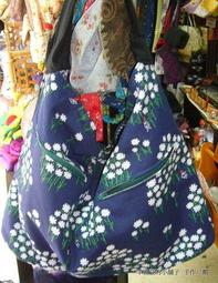 手作機縫  藍色扶桑花斜背包 小書包 上街包 零錢包 手機包 相機包 方便包 歷史價格詳細信息