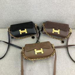 磨砂皮梯形H扣時尚小方包女2023新款簡約百搭鏈條小眾手提斜挎 歷史價格詳細信息