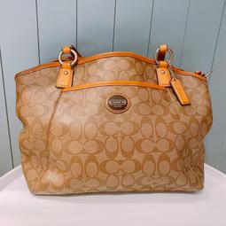 COACH 經典 皮革 手提包 肩背包 側背包 F08A03 米白色 名牌精品包 二手真品有LV Chanel 歷史價格詳細信息