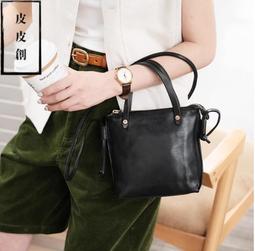 『皮皮創』原創設計手作真皮迷你小托特包。日系簡約復古頭層植鞣牛皮豎款小包百搭通勤手提單肩斜背包 歷史價格詳細信息