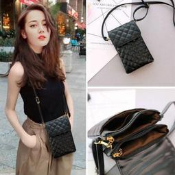 女生手機飽 大屏軟皮拉鏈菱格手機飽女斜挎裝放手機的小飽飽鑰匙零錢飽手機袋 歷史價格詳細信息